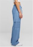 Urban Classics Ladies Light Denim Cargo Pants skyblue washed