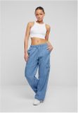 Urban Classics Ladies Light Denim Cargo Pants skyblue washed