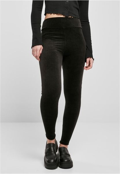 Urban Classics Ladies High Waist Rib Velvet Leggings black